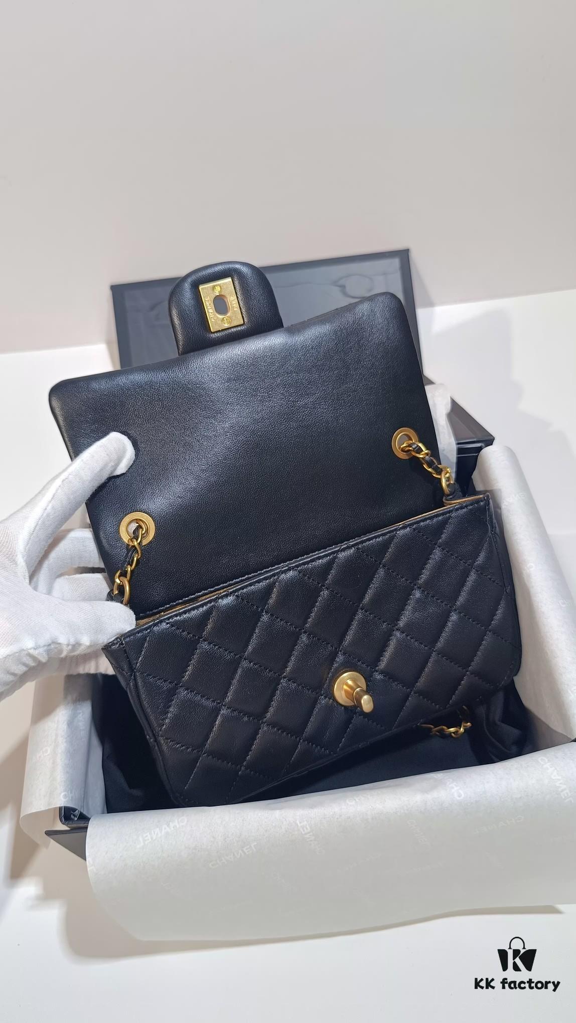 CHANEL France Handcrafted Luxury Metal CF Bag with Golden Beads - Large and Small Sizes Available