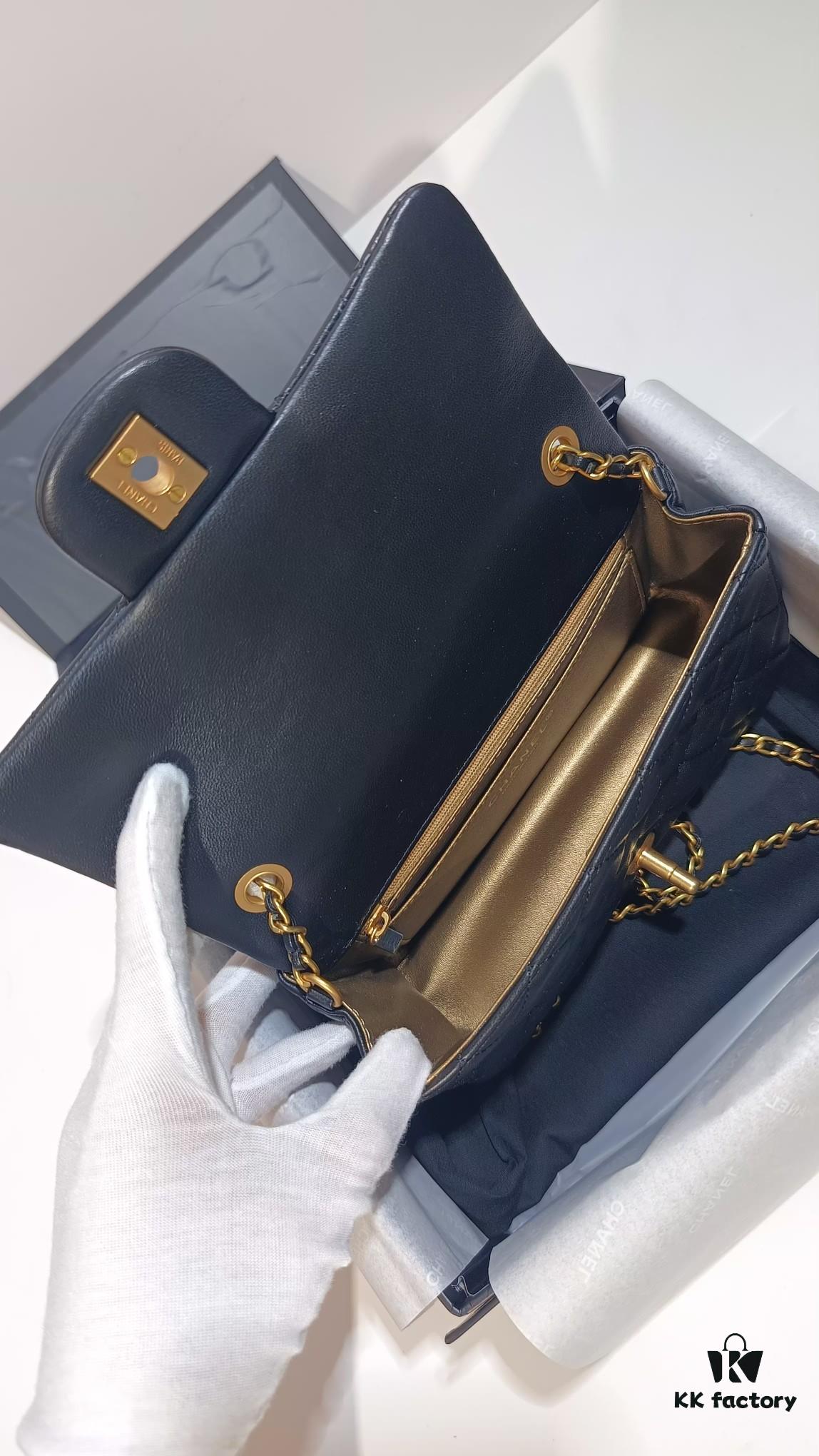 CHANEL France Handcrafted Luxury Metal CF Bag with Golden Beads - Large and Small Sizes Available