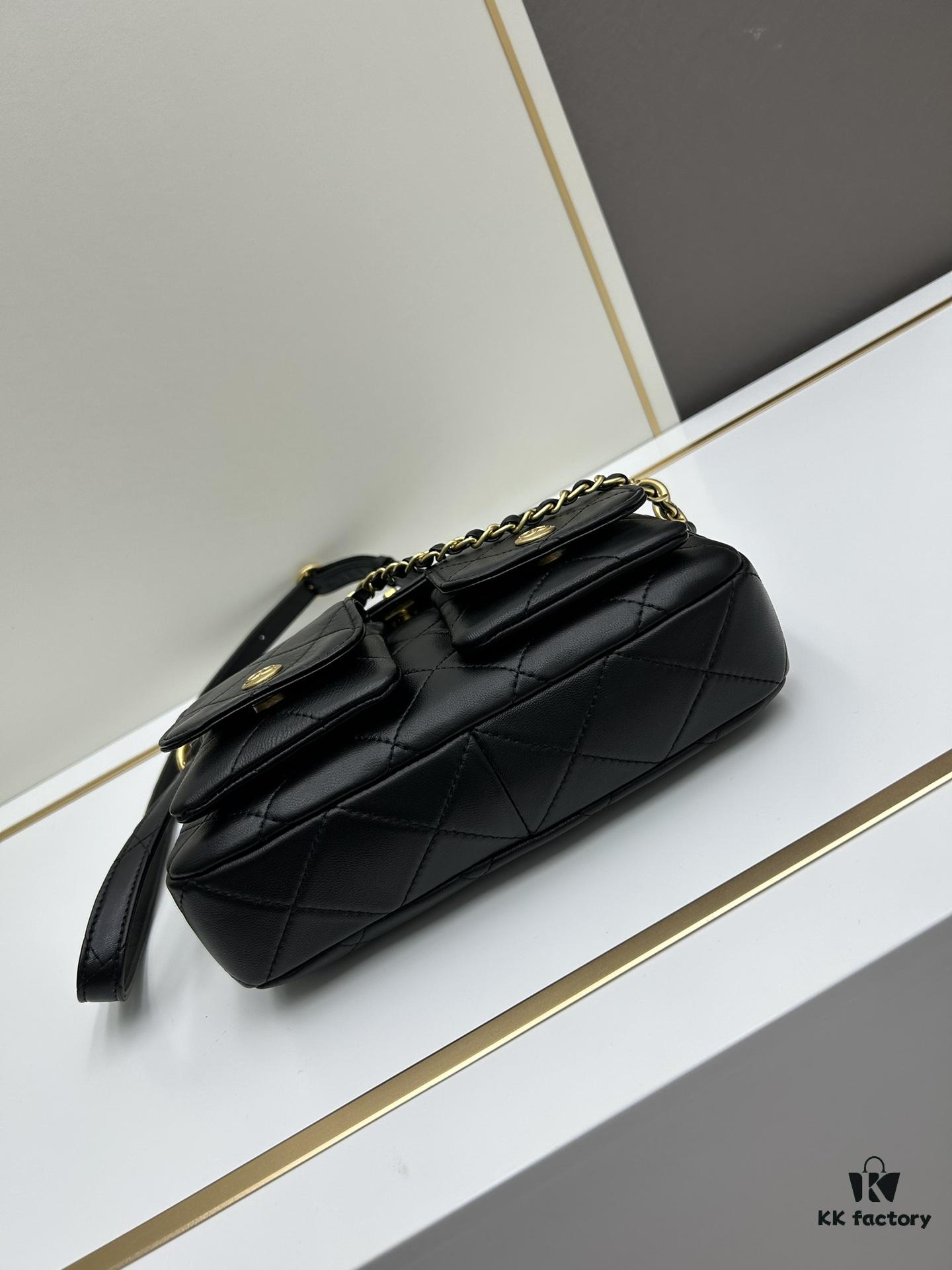 Upgraded Lamb Skin 24P 👑 Chanel 24P This Season's Dark Horse Hobo Hippie Bag