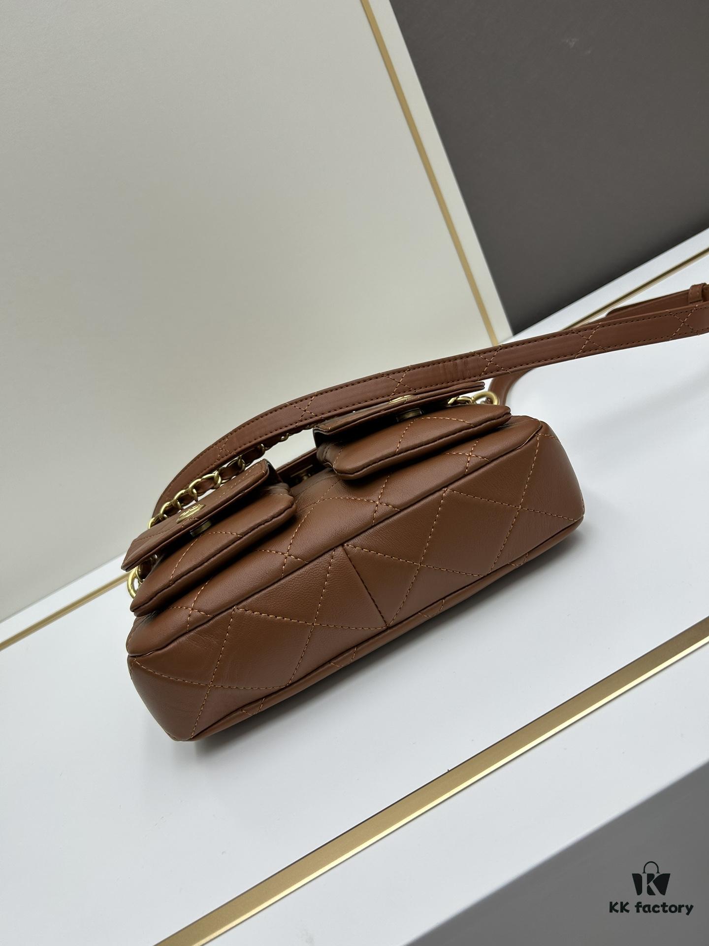 Upgraded Lamb Skin 24P 👑 Chanel 24P This Season's Dark Horse Hobo Hippie Bag