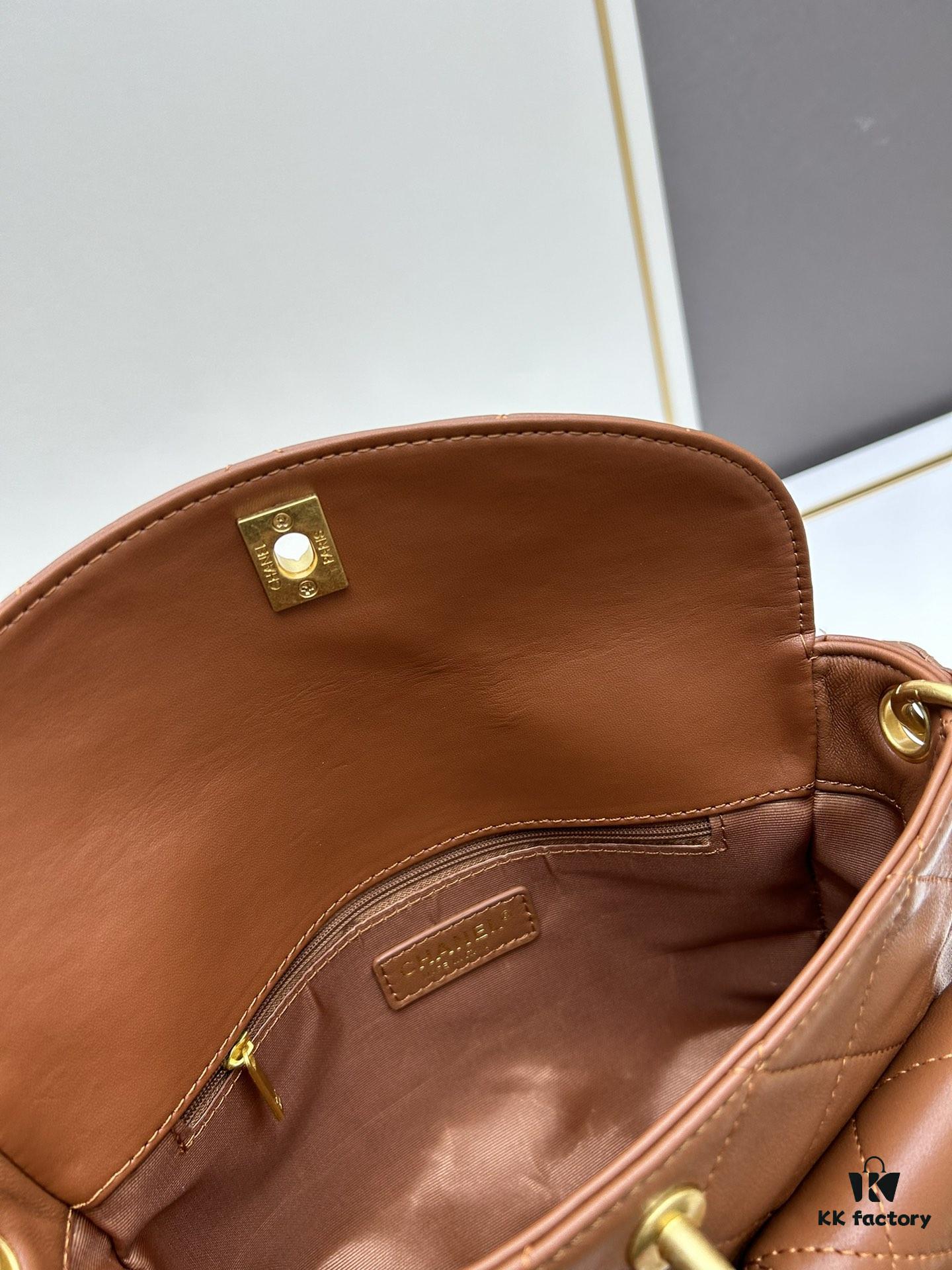 Upgraded Lamb Skin 24P 👑 Chanel 24P This Season's Dark Horse Hobo Hippie Bag