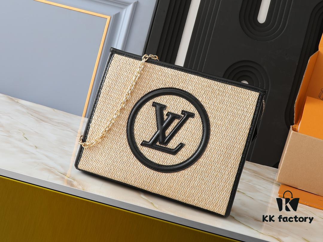 Upgraded Original M81366 Black and Caramel Cosmetic Pouch with Chain