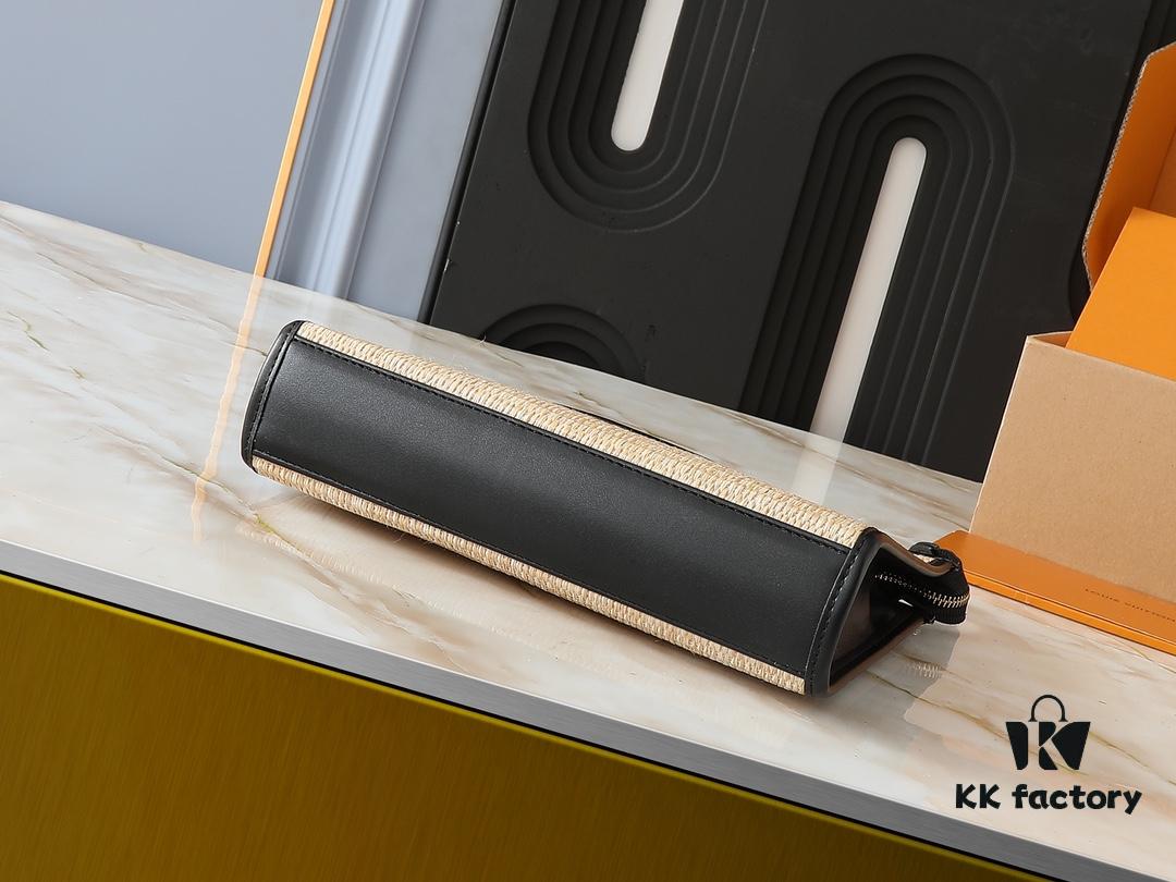 Upgraded Original M81366 Black and Caramel Cosmetic Pouch with Chain