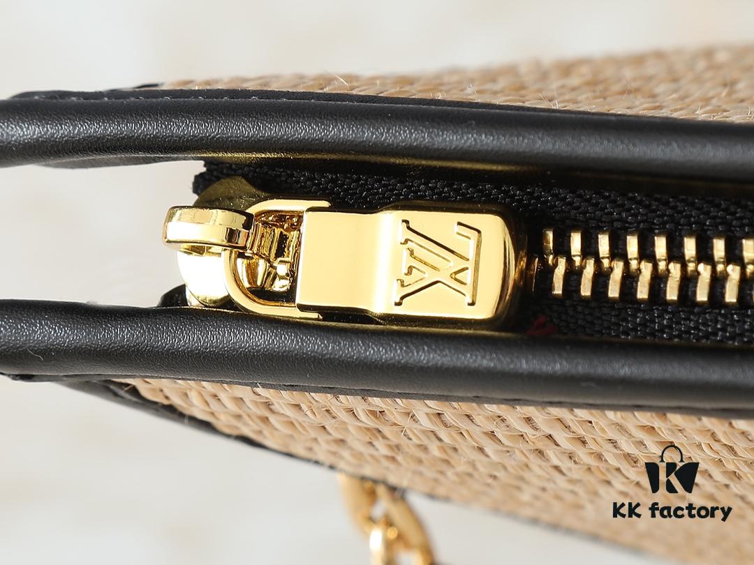 Upgraded Original M81366 Black and Caramel Cosmetic Pouch with Chain