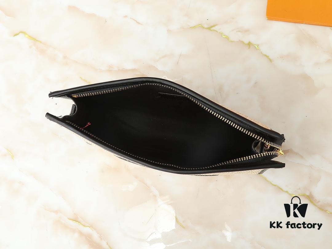 Upgraded Original M81366 Black and Caramel Cosmetic Pouch with Chain