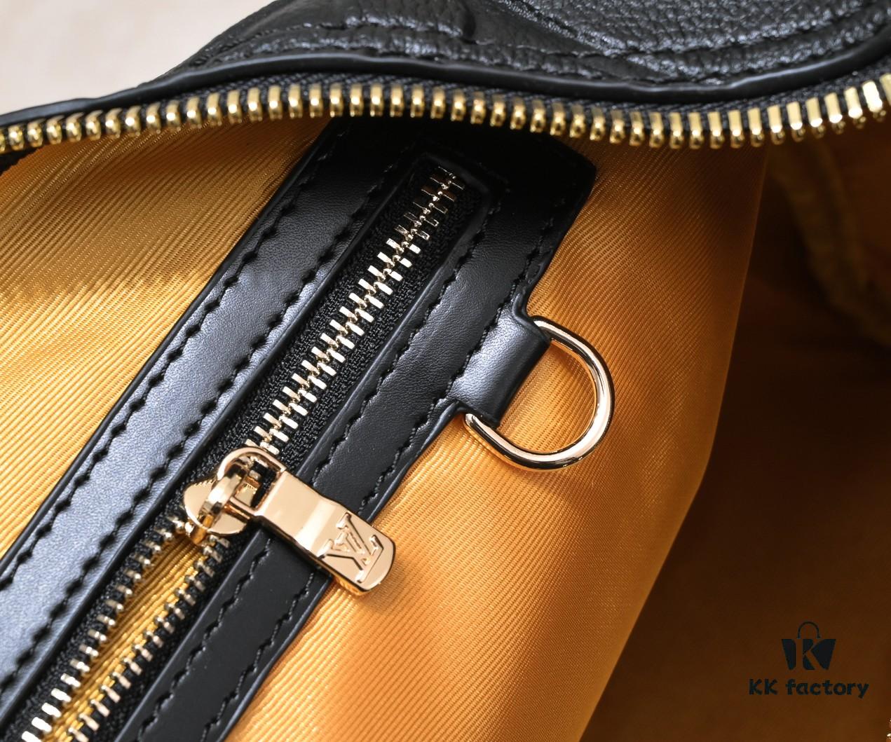 N44810 45532 Upgraded Version 45cm Imported Full-Grain Leather Black Embossed Large Flower Travel Bag N41416 45532