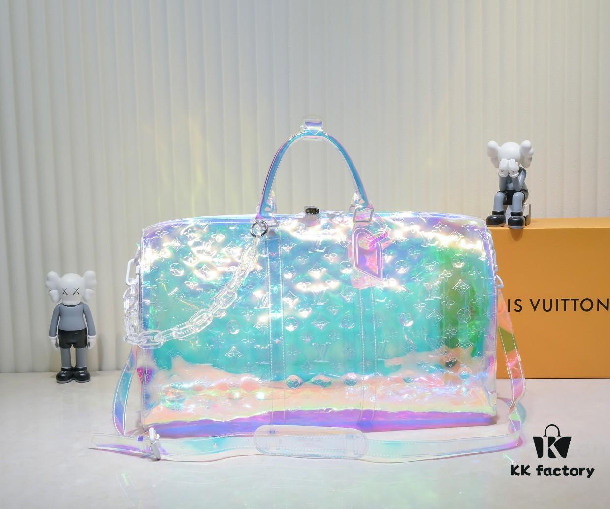 Exclusive Real-shot - Upgraded Version‼️ Premium Quality M53271 41416 KEEPALL 50 Prism Transparent Colorful Travel Bag (with Shoulder Strap)