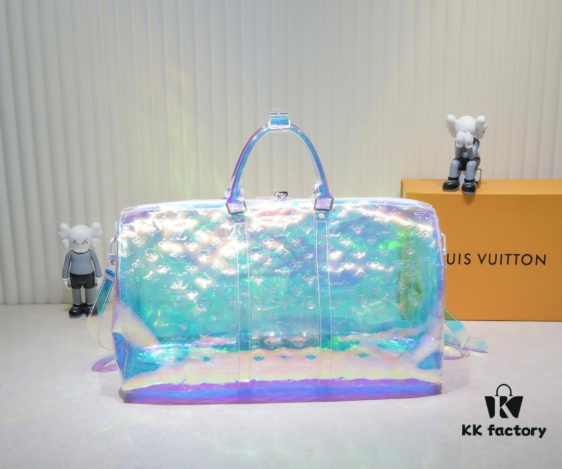 Exclusive Real-shot - Upgraded Version‼️ Premium Quality M53271 41416 KEEPALL 50 Prism Transparent Colorful Travel Bag (with Shoulder Strap)
