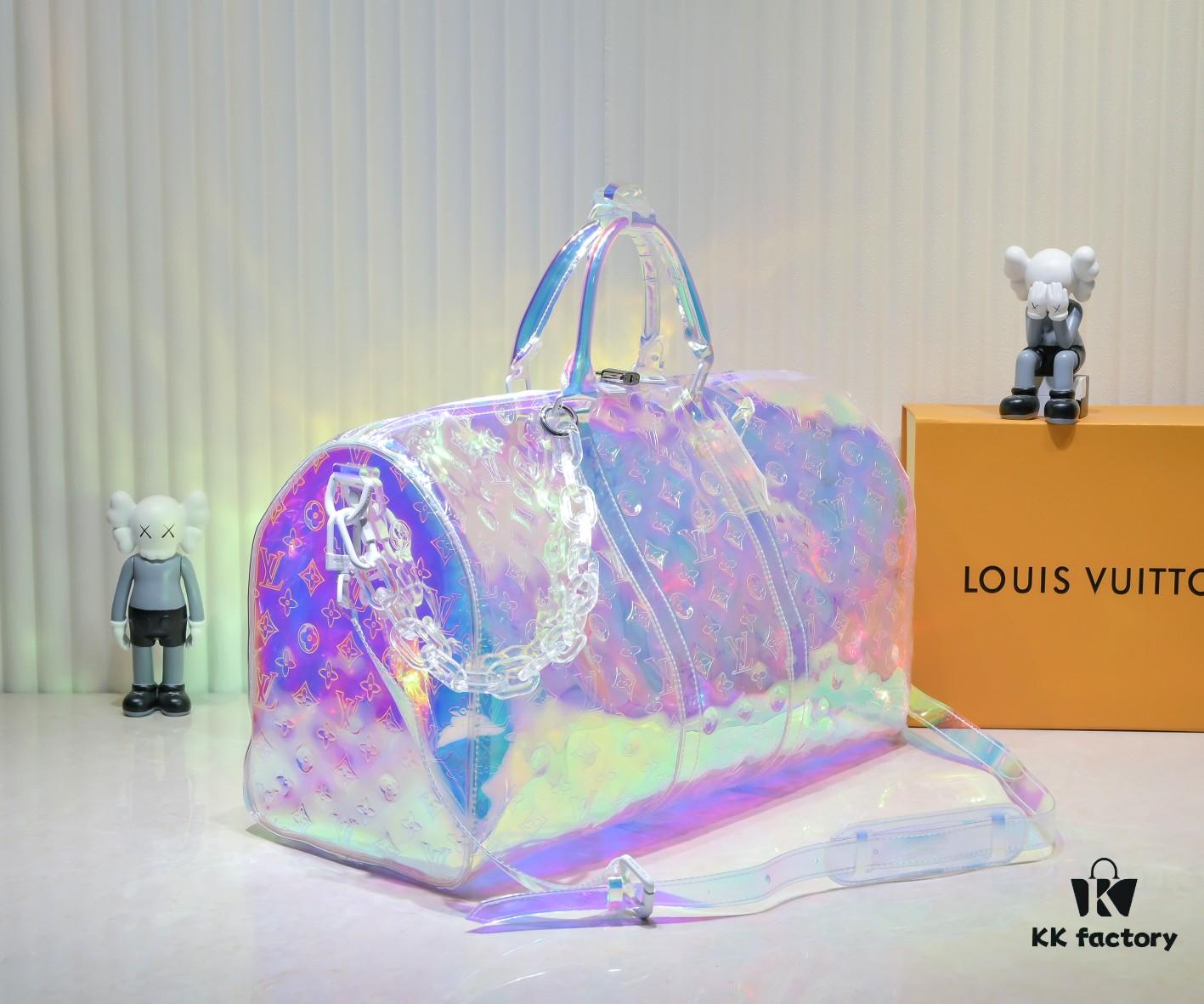 Exclusive Real-shot - Upgraded Version‼️ Premium Quality M53271 41416 KEEPALL 50 Prism Transparent Colorful Travel Bag (with Shoulder Strap)