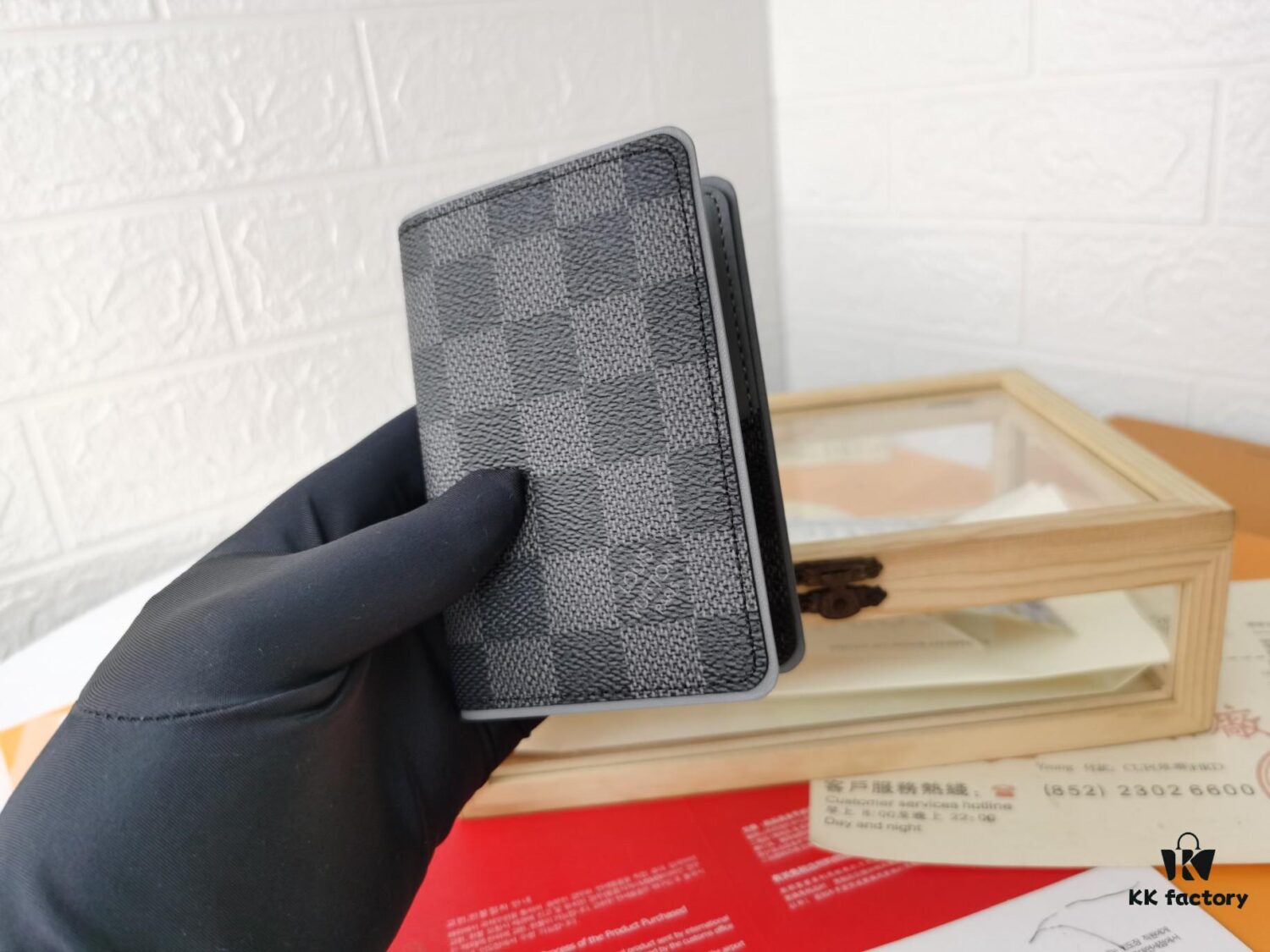 Top Quality Original 💎 [Photographed with Personal Background] N63144 Black Grey Epi Leather and Damier Graphite Coated Canvas Pocket Wallet