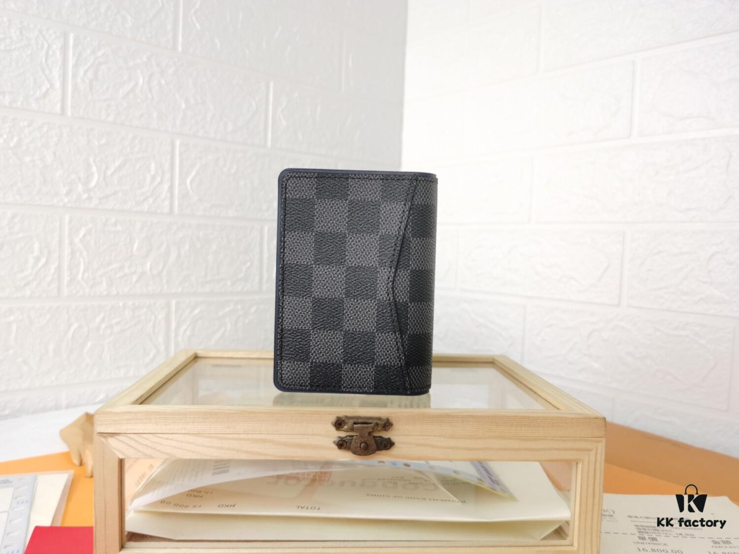 Top-Grade Original 💎 [Real Photo, Personal Background] N63144 Black Grid with Deep Blue, LV Stripe Patterned Epi Leather & Damier Graphite Canvas Pocket Wallet