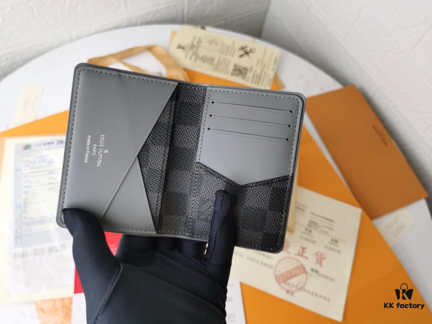 Top Quality Original 💎 [Photographed with Personal Background] N63144 Black Grey Epi Leather and Damier Graphite Coated Canvas Pocket Wallet