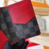 Top Quality Original 💎 [Photographed with Personal Background] N63144 Black Grid with Red, This Wallet Combines the Elegance of Damier Graphite Canvas and the Fine Texture of Epi Leather, Featuring Stripes Adorned with Louis Vuitton Signature Details