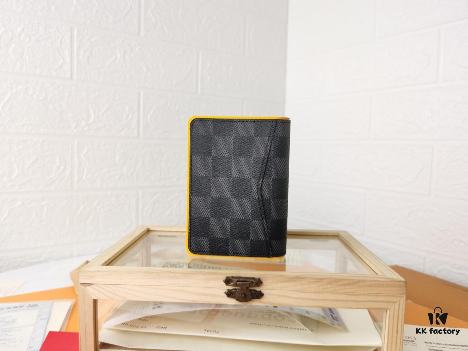 Top Quality Original 💎 [Real Photo, Personal Background] N63144 Black & Yellow, Louis Vuitton Epi Leather and Damier Graphite Coated Canvas Pocket Wallet