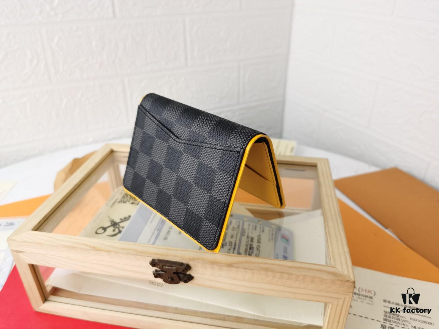 Top Quality Original 💎 [Real Photo, Personal Background] N63144 Black & Yellow, Louis Vuitton Epi Leather and Damier Graphite Coated Canvas Pocket Wallet