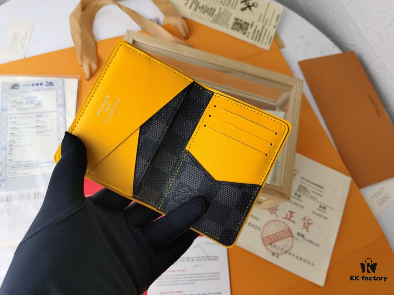 Top Quality Original 💎 [Real Photo, Personal Background] N63144 Black & Yellow, Louis Vuitton Epi Leather and Damier Graphite Coated Canvas Pocket Wallet