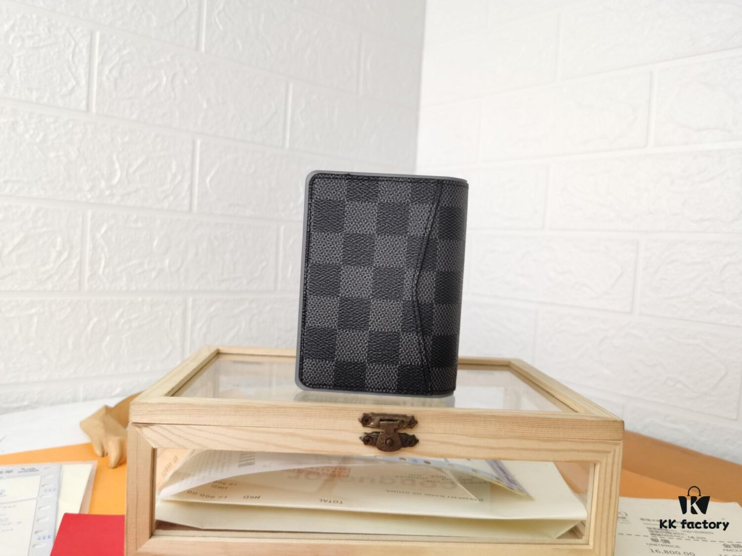 Top Quality Original 💎 [Photographed with Personal Background] N63144 Black Grey Epi Leather and Damier Graphite Coated Canvas Pocket Wallet