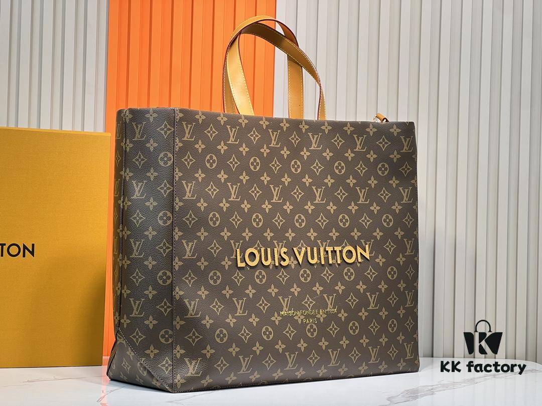 M24457 M24475 This Medium Shopper Handbag Draws Inspiration from Louis Vuitton's Shopping Bag, Featuring Soft Cowhide Leather Embossed with 'Louis Vuitton' and 'Maison Fondée En 1854', Top Handles, and Removable Shoulder Strap. Dimensions: 40x32x16cm