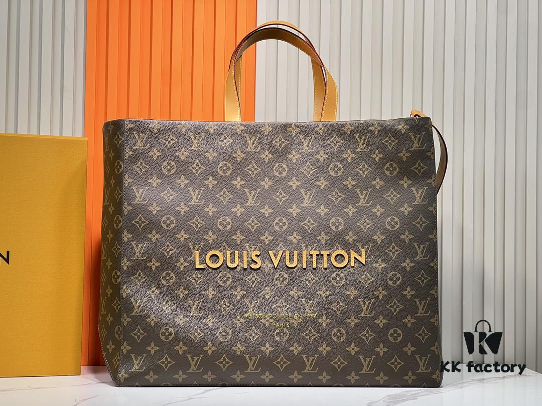 M24457 M24475 This Medium Shopper Handbag Draws Inspiration from Louis Vuitton's Shopping Bag, Featuring Soft Cowhide Leather Embossed with 'Louis Vuitton' and 'Maison Fondée En 1854', Top Handles, and Removable Shoulder Strap. Dimensions: 40x32x16cm