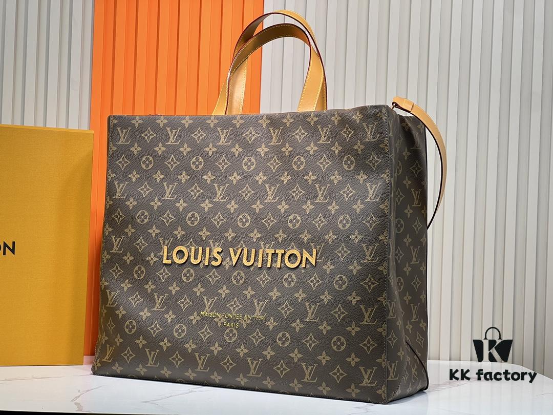 M24457 M24475 This Medium Shopper Handbag Draws Inspiration from Louis Vuitton's Shopping Bag, Featuring Soft Cowhide Leather Embossed with 'Louis Vuitton' and 'Maison Fondée En 1854', Top Handles, and Removable Shoulder Strap. Dimensions: 40x32x16cm