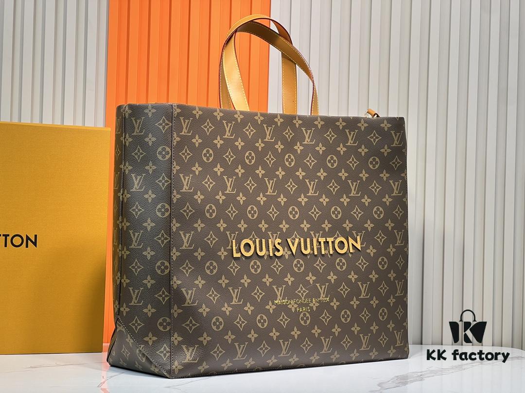 M24457 M24475 This Medium Shopper Handbag Draws Inspiration from Louis Vuitton's Shopping Bag, Featuring Soft Cowhide Leather Embossed with 'Louis Vuitton' and 'Maison Fondée En 1854', Top Handles, and Removable Shoulder Strap. Dimensions: 40x32x16cm
