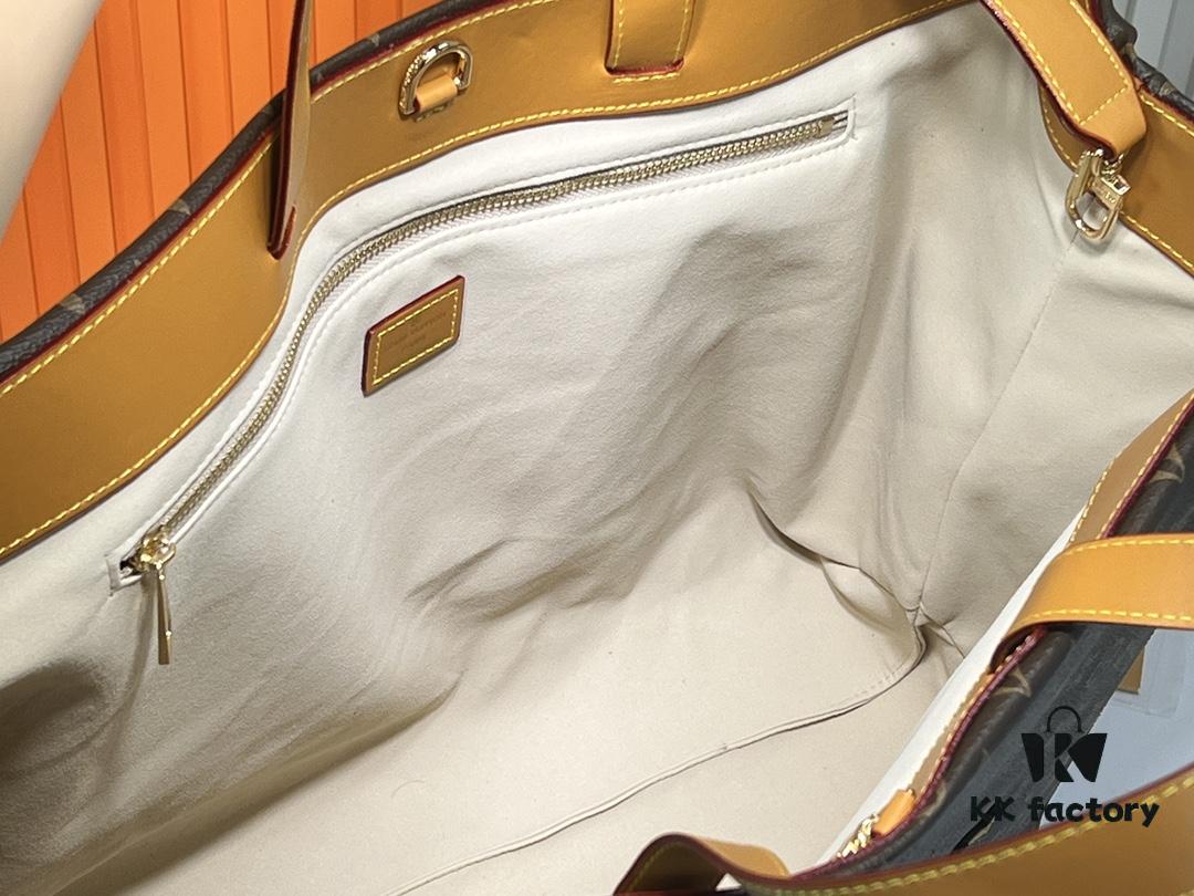 M24457 M24475 This Medium Shopper Handbag Draws Inspiration from Louis Vuitton's Shopping Bag, Featuring Soft Cowhide Leather Embossed with 'Louis Vuitton' and 'Maison Fondée En 1854', Top Handles, and Removable Shoulder Strap. Dimensions: 40x32x16cm