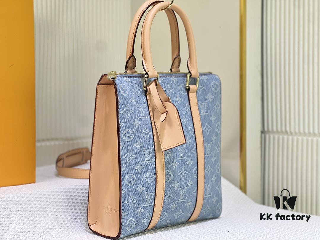 M46098 M59960 Light Blue Denim Sac Plat Cross Bag