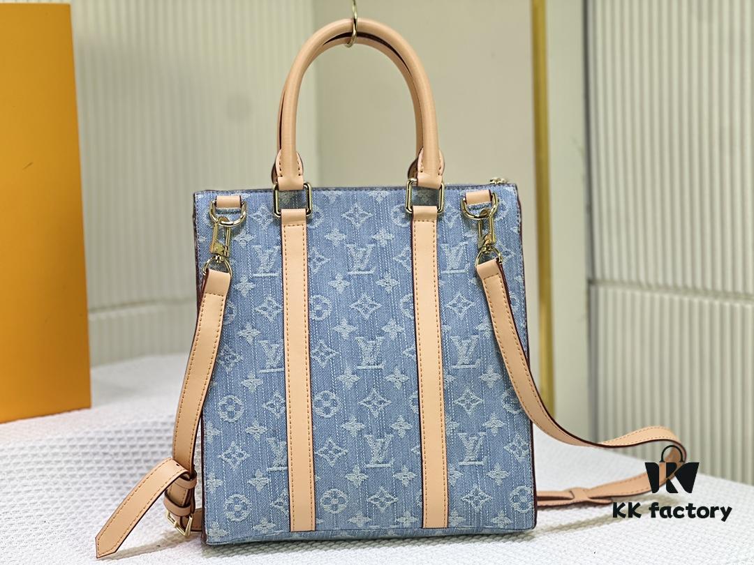 M46098 M59960 Light Blue Denim Sac Plat Cross Bag