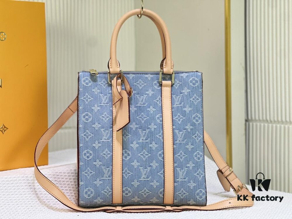 M46098 M59960 Light Blue Denim Sac Plat Cross Bag