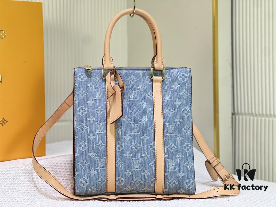 M46098 M59960 Light Blue Denim Sac Plat Cross Bag