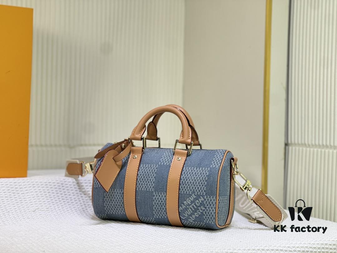 M46271 M22762 Checkered Denim Keepall 25 Bag