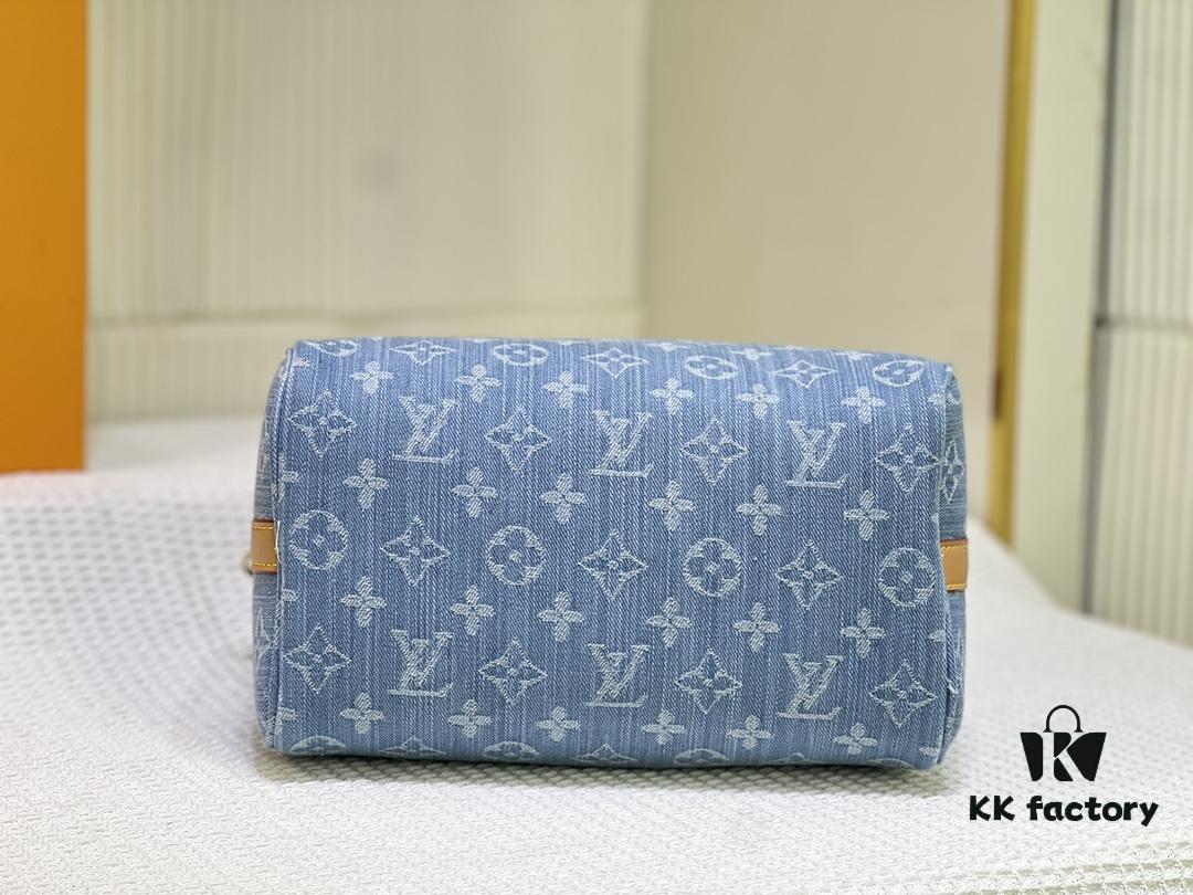 LV SPEEDY 25 Handbag in Light Blue Denim M11213 M40391 M40392