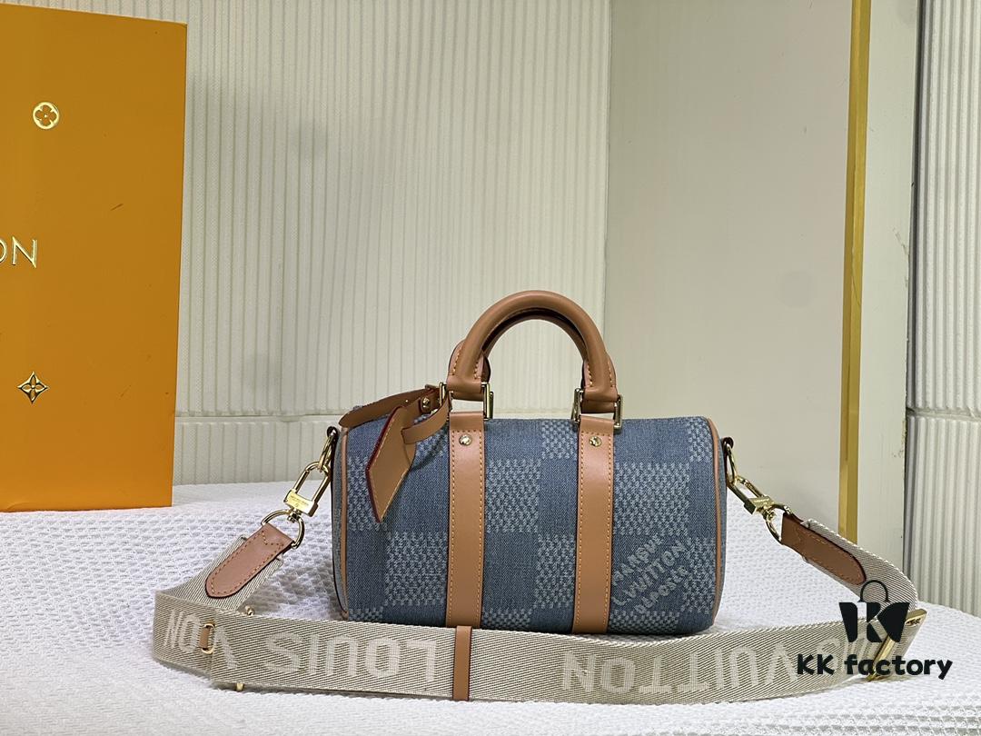 M46271 M22762 Checkered Denim Keepall 25 Bag
