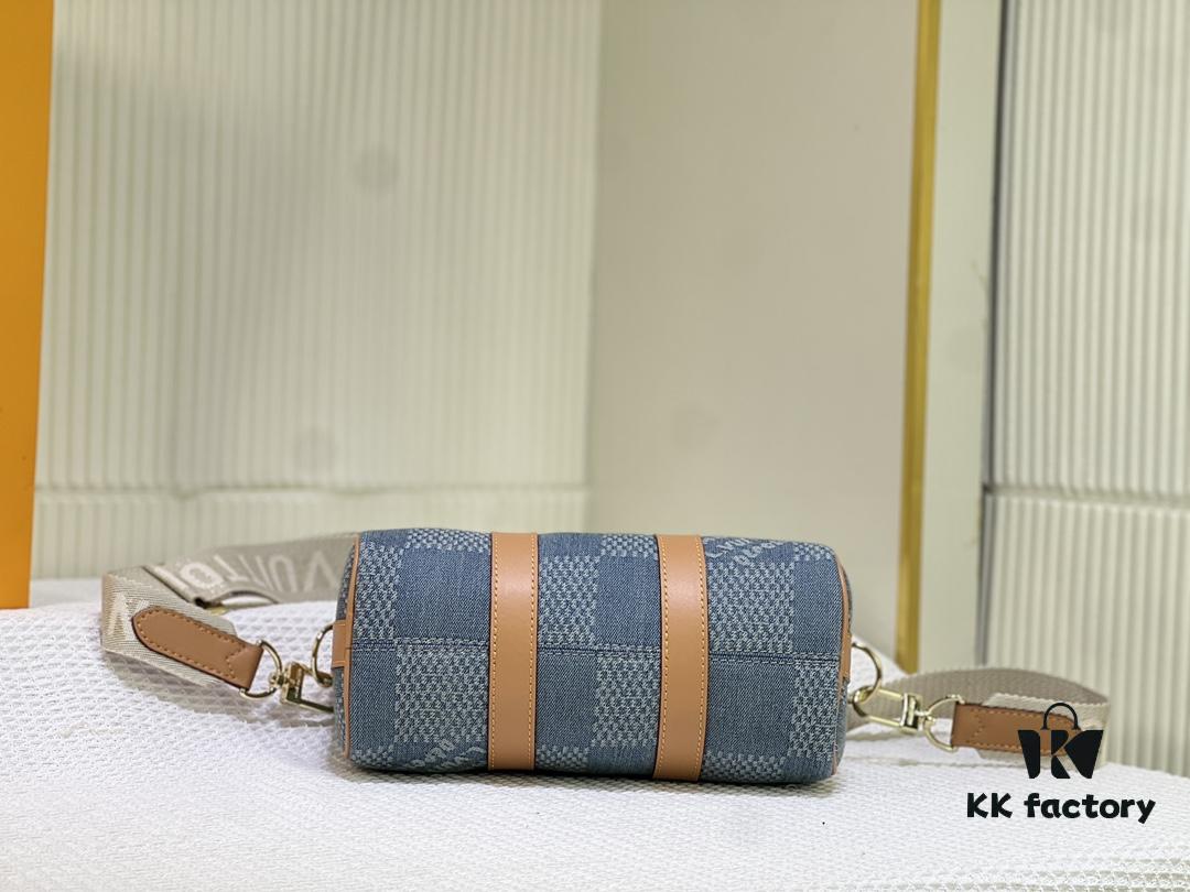 M46271 M22762 Checkered Denim Keepall 25 Bag