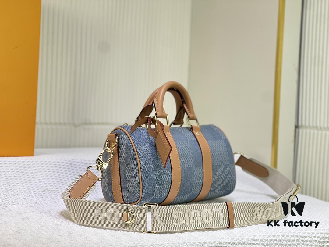 M46271 M22762 Checkered Denim Keepall 25 Bag