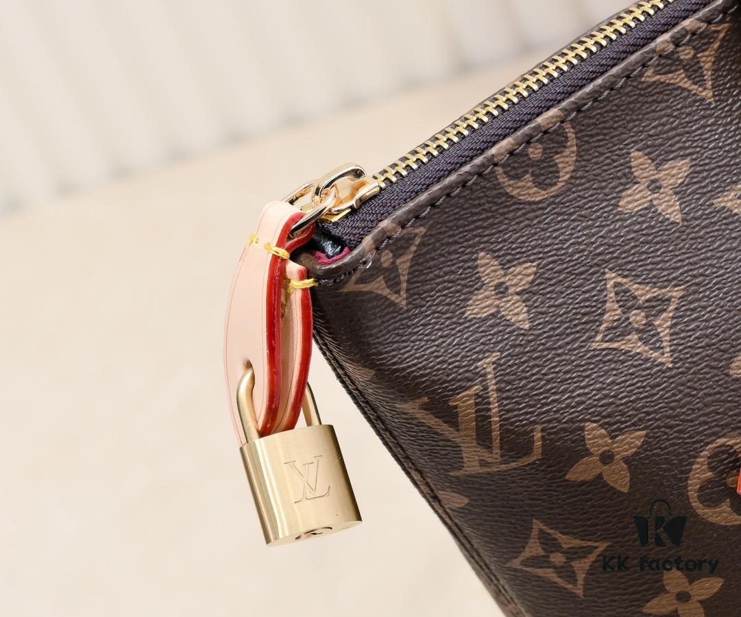 Authentic Louis Vuitton M42267 Multifunctional Shoulder Bag in Monogram Canvas, Dual-Sided Color-Changing Yellow Leather, Large and Small Sizes Available