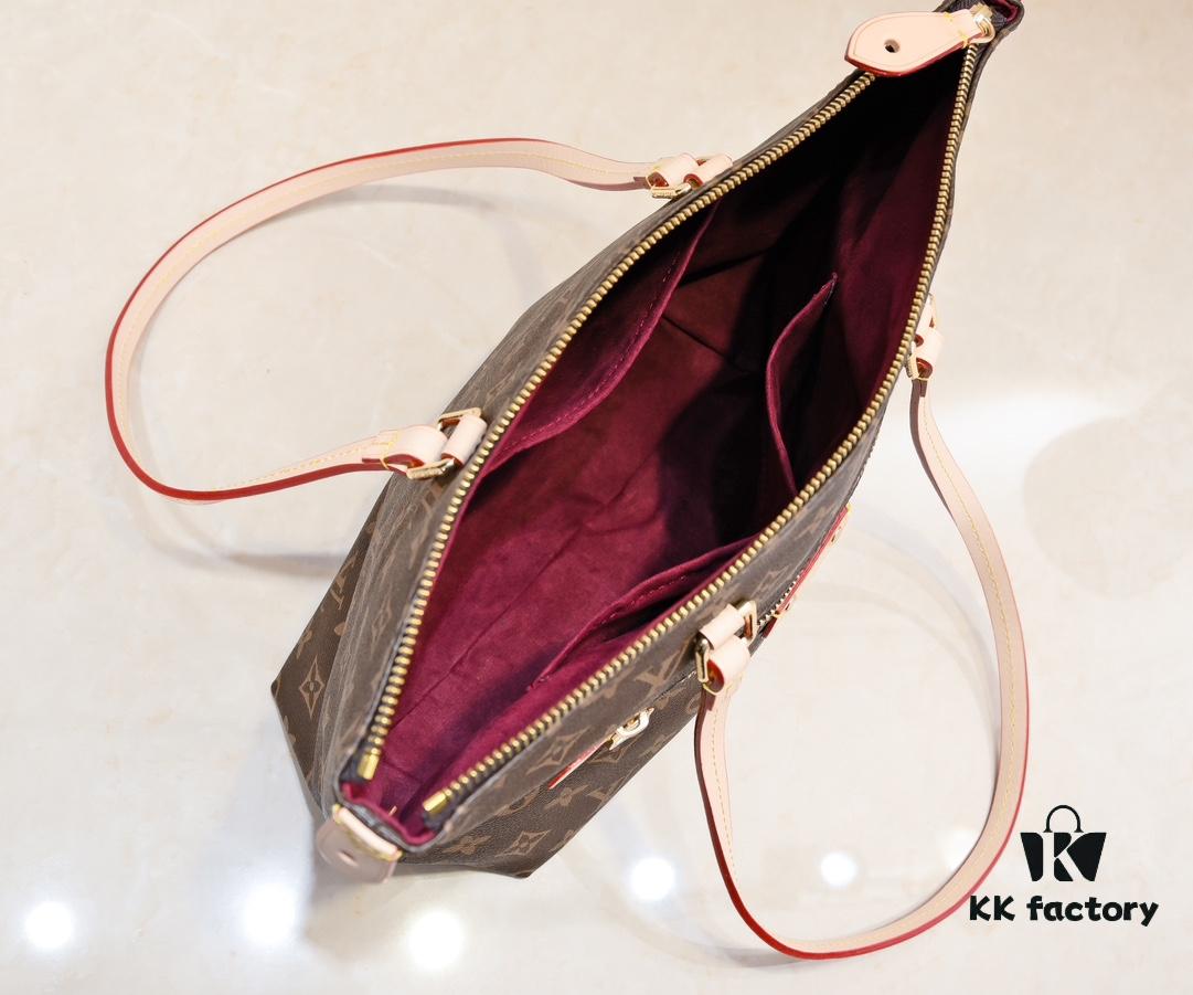 Authentic Louis Vuitton M42267 Multifunctional Shoulder Bag in Monogram Canvas, Dual-Sided Color-Changing Yellow Leather, Large and Small Sizes Available