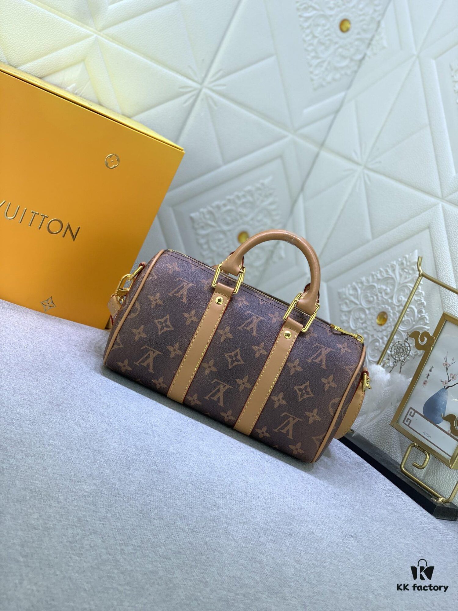 Upgraded Original M46271 Black Flower Orange Chain, Denim Blue, M31044 Orange, M11542 Monogram, M24849 Multicolored Daisy - Keepall 25 Bag in Reversed Monogram Eclipse Denim Canvas