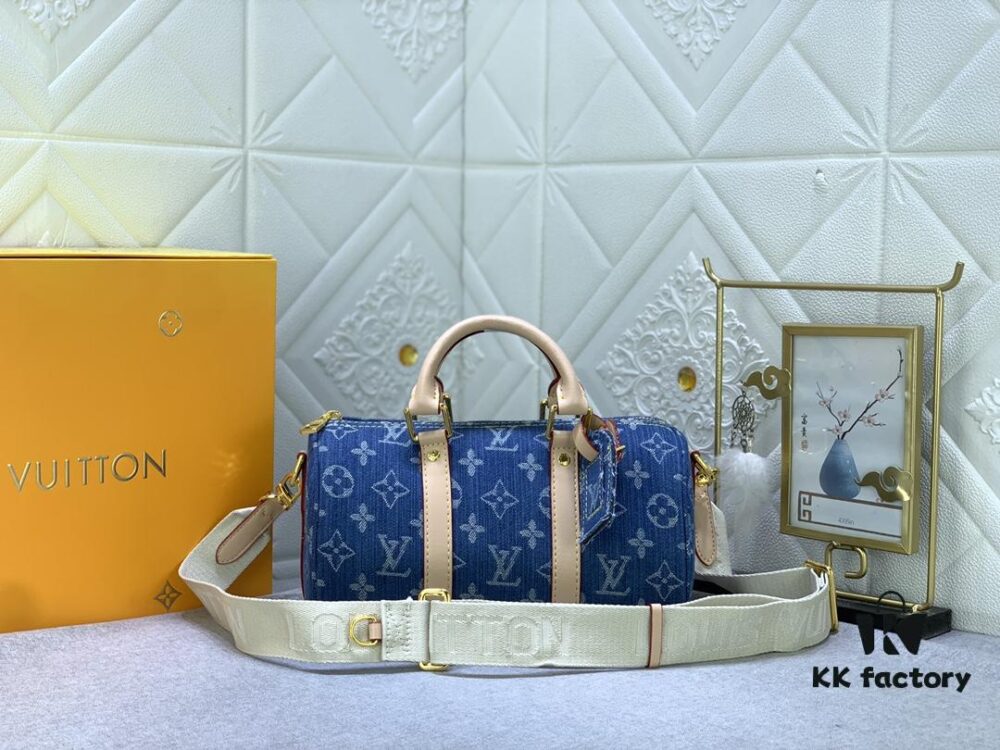 Upgraded Original M46271 Black Flower Orange Chain, Denim Blue, M31044 Orange, M11542 Vintage Flower, M24849 Vintage Colorful Chrysanthemum Keepall 25 Handbag