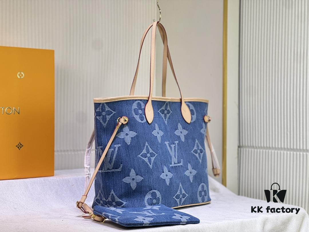 Upgraded Original M40995 Medium Denim Jacquard Shopping Tote Bag 💋💋 Louis Vuitton New Neverfull, A Fresh Interpretation of the Iconic Handbag Exploring Refined Interior Details