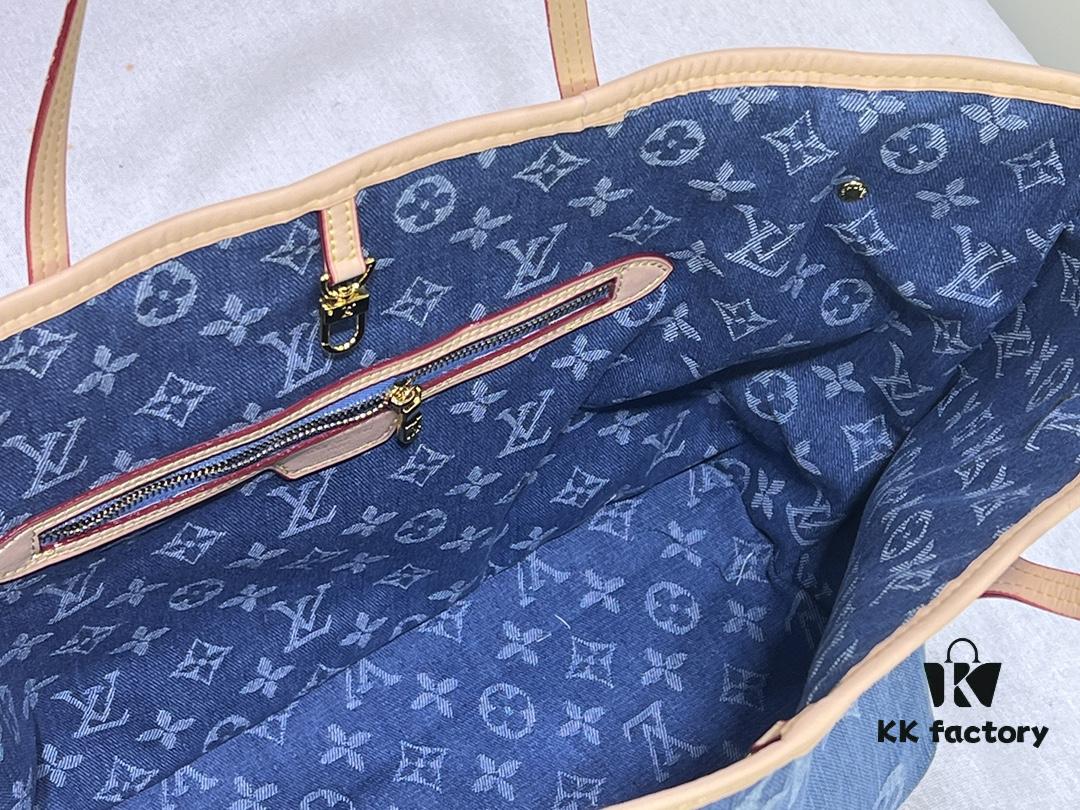 Upgraded Original M40995 Medium Denim Jacquard Shopping Tote Bag 💋💋 Louis Vuitton New Neverfull, A Fresh Interpretation of the Iconic Handbag Exploring Refined Interior Details