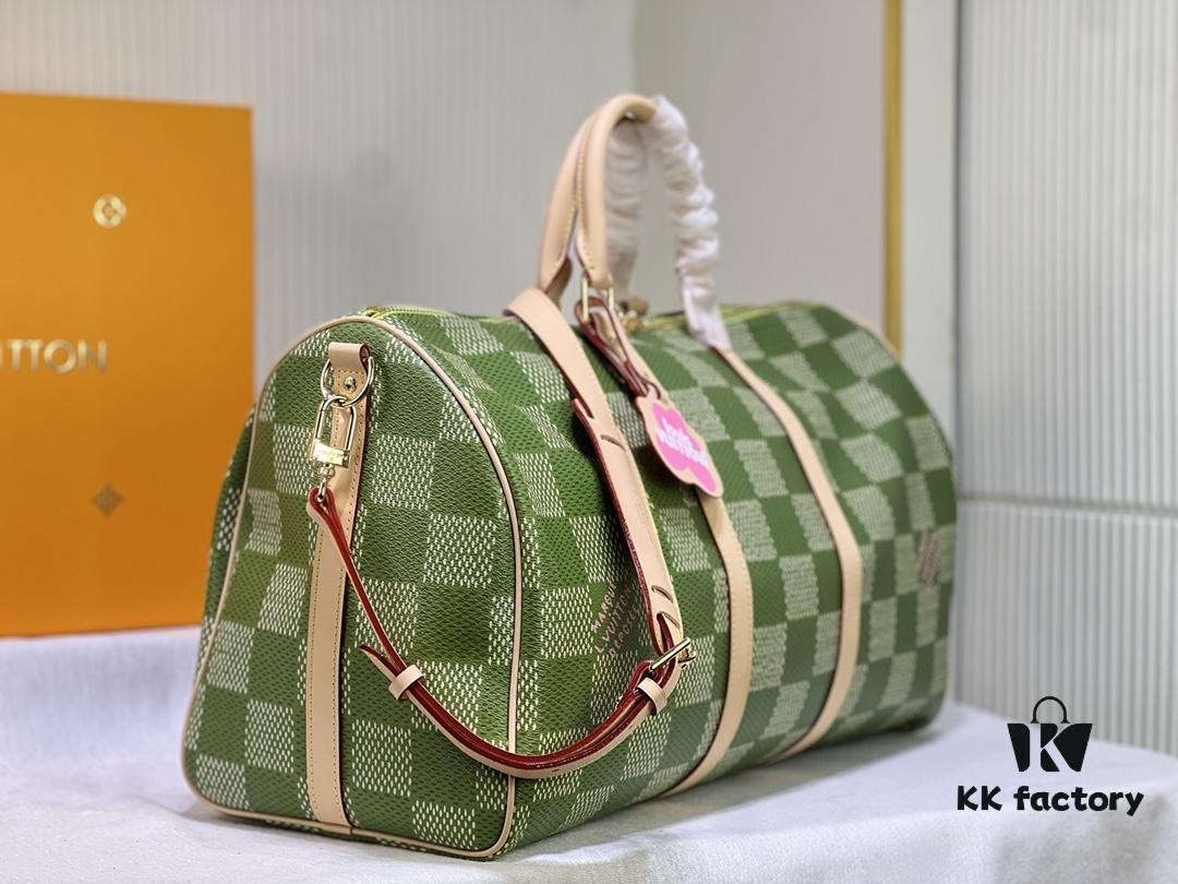 Color-Changing Leather Version 🔥 M40667 M41416 Keepall Bandoulière 50 Travel Bag in Damier Golf Coated Canvas