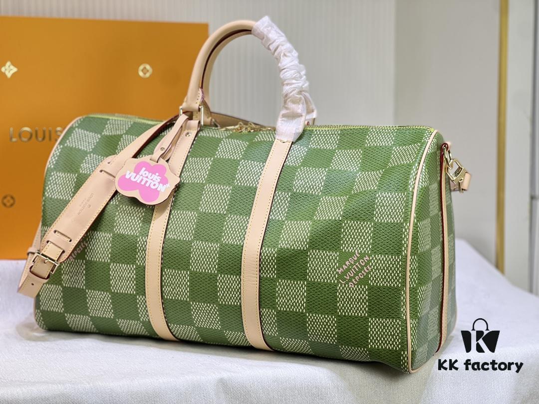 Color-Changing Leather Version 🔥 M40667 M41416 Keepall Bandoulière 50 Travel Bag in Damier Golf Coated Canvas