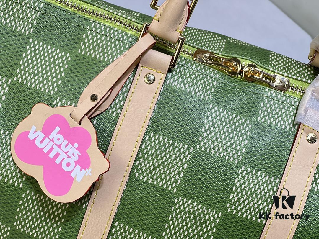 Color-Changing Leather Version 🔥 M40667 M41416 Keepall Bandoulière 50 Travel Bag in Damier Golf Coated Canvas