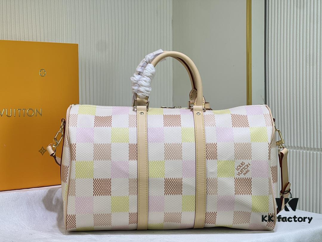 Color-Changing Leather Version 🔥 M40667 M41416 Keepall Bandoulière 50 Travel Bag in Damier Golf Coated Canvas