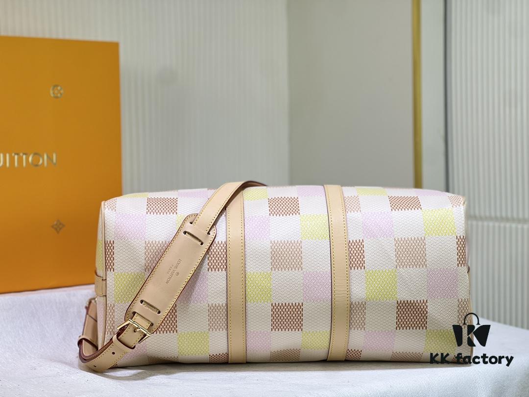 Color-Changing Leather Version 🔥 M40667 M41416 Keepall Bandoulière 50 Travel Bag in Damier Golf Coated Canvas