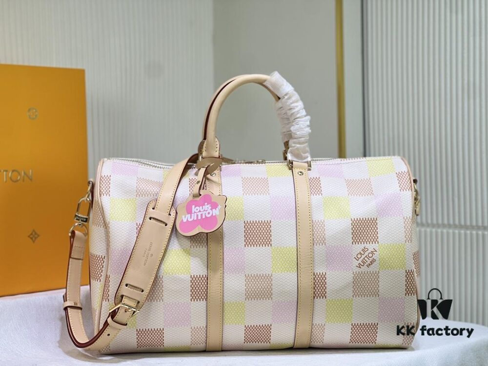 Color-Changing Leather Version 🔥 M40667 M41416 Keepall Bandoulière 50 Travel Bag in Damier Golf Coated Canvas