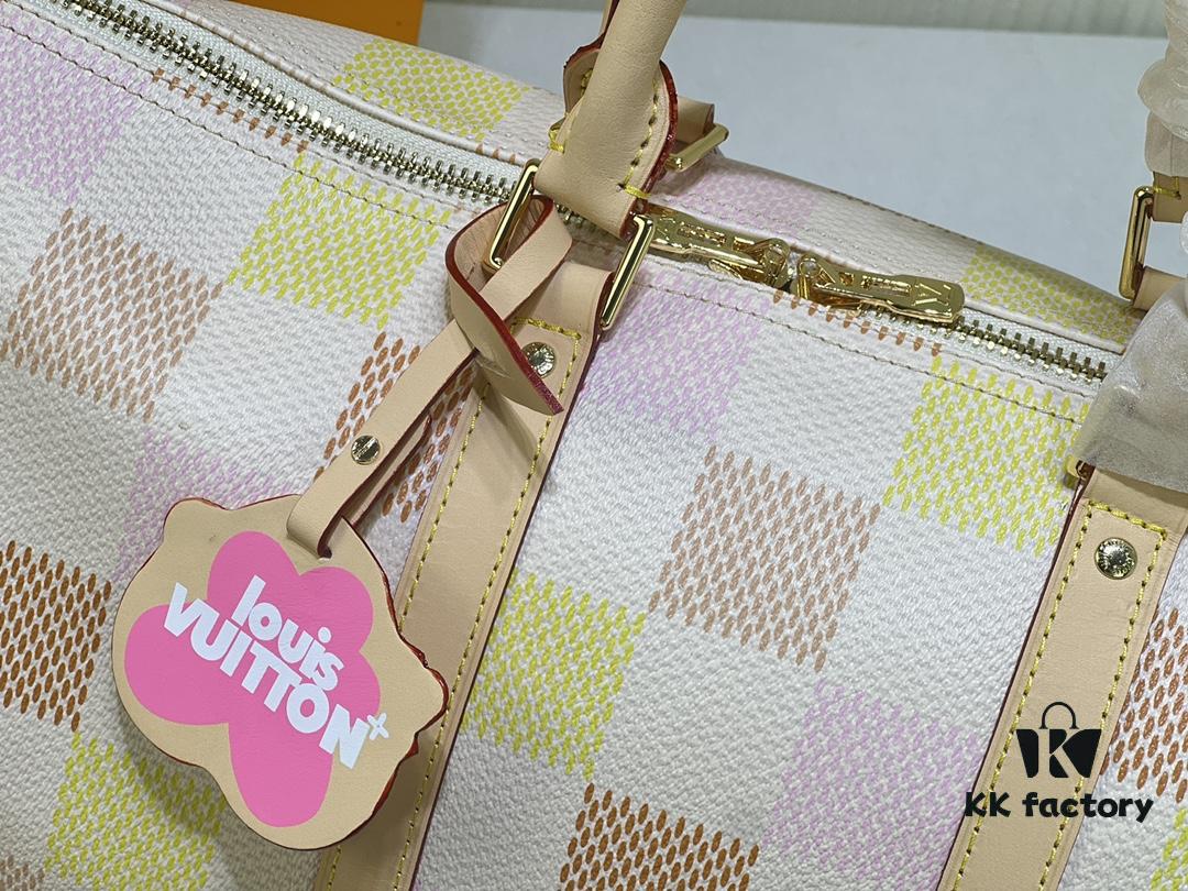 Color-Changing Leather Version 🔥 M40667 M41416 Keepall Bandoulière 50 Travel Bag in Damier Golf Coated Canvas