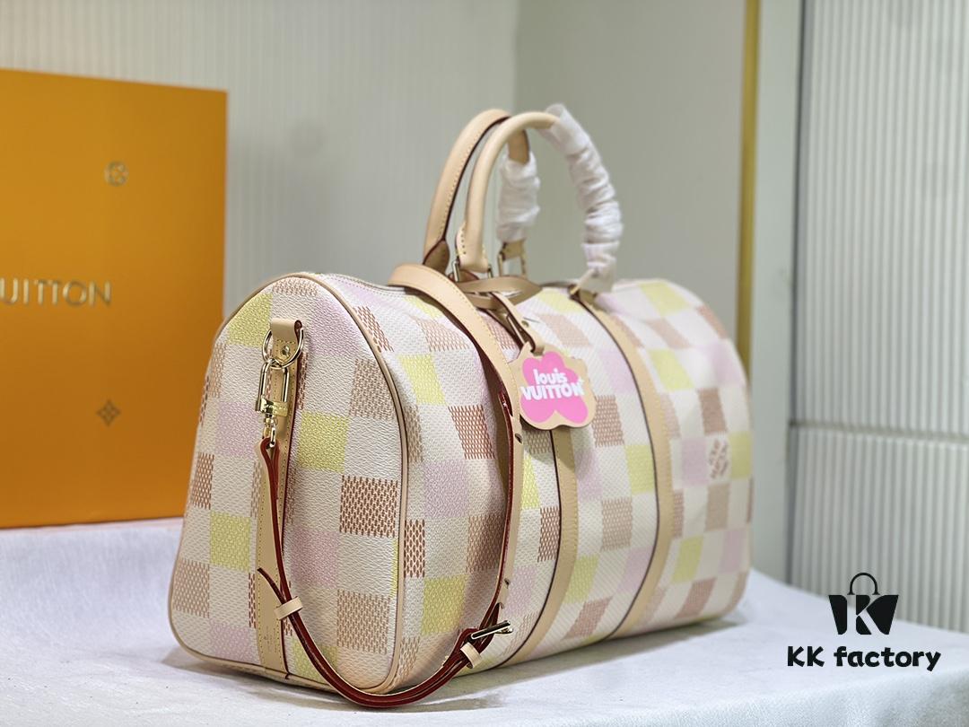 Color-Changing Leather Version 🔥 M40667 M41416 Keepall Bandoulière 50 Travel Bag in Damier Golf Coated Canvas