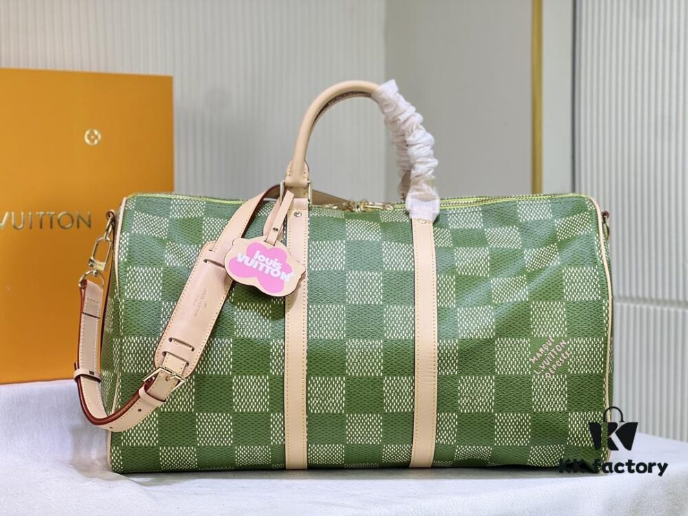 Color-Changing Leather Version 🔥 M40667 M41416 Keepall Bandoulière 50 Travel Bag in Damier Golf Coated Canvas